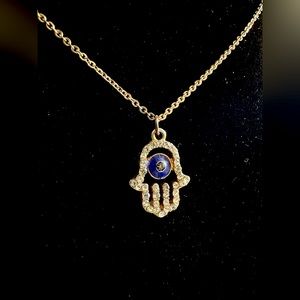 Hamsa Necklace with Evil Eye - Claire’s, 16 + 3 Inches 🧿 🪬